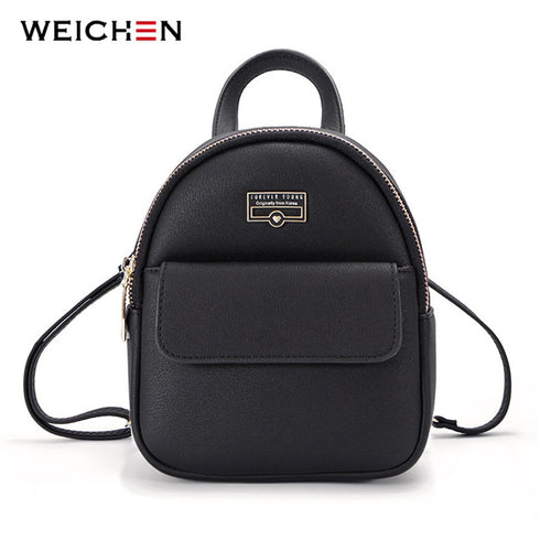 WEICHEN Brand Designer Fashion Mini Backpack Female Leather Women Backpack Multi-Function Ladies Small Shoulder Bag High Quality