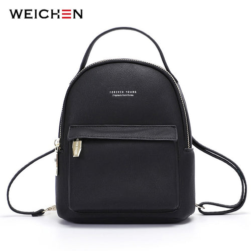 WEICHEN Multi-Function Women Backpack Leather Fashion Small Backpack Female Ladies Shoulder Bag Girl Satchel Mini Mochila Purse