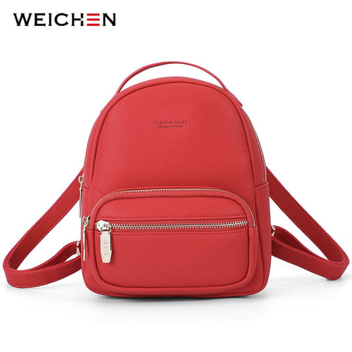 WEICHEN New Many Departments Women Backpack Leather Soft Touch Small Backpack Female Shoulder Bag Fashion Ladies Satchel Purse