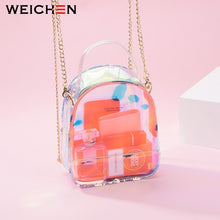 Load image into Gallery viewer, WEICHEN Women Clear Backpack Hologram Laser Shine Chain Shoulder Bag Ladies Summer Backpack Female Transparent Small Mochila