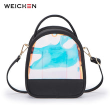 Load image into Gallery viewer, WEICHEN Laser Shine Clear Backpacks Women Multifunction Leather Small Shoulder Bag Ladies Transparent Mochila Backpack Female