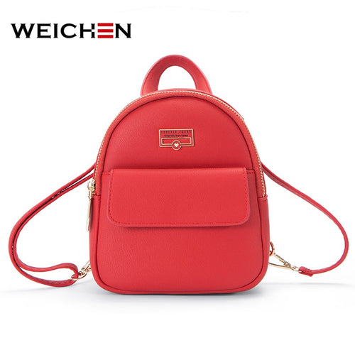 WEICHEN Brand Designer Fashion Mini Backpack Female Leather Women Backpack Multi-Function Ladies Small Shoulder Bag High Quality